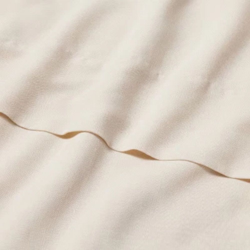 Casaluna Linen Blend Flat Sheet in Cream - Picture 3 of 5